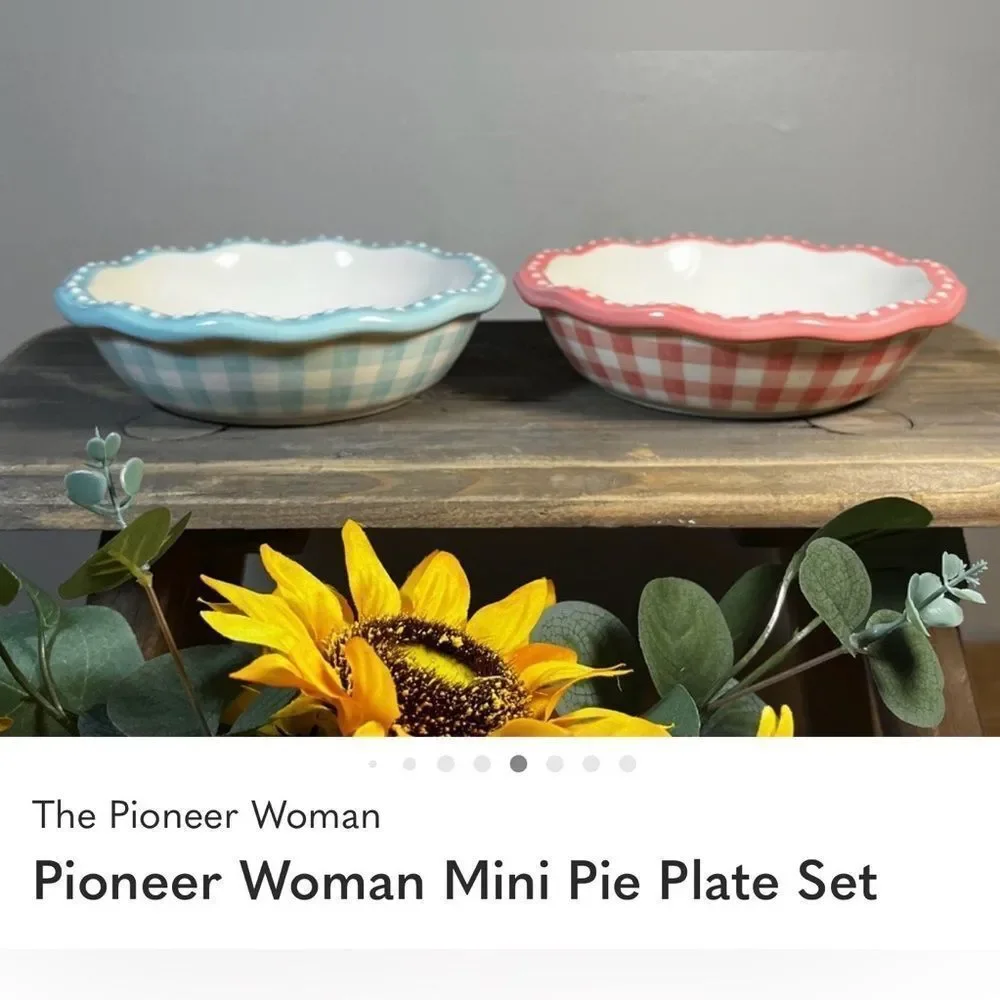 The Pioneer Woman Pastel Mini Pie 2 Dish Baking Set 4 3/4 In Round Pink Blue